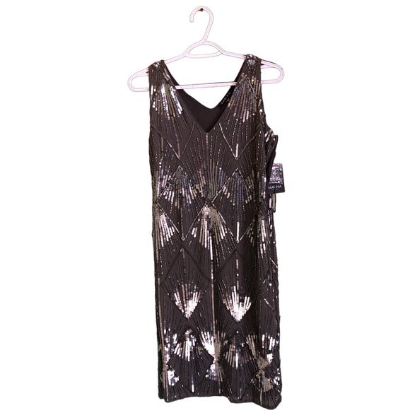 NWT Marina Dresses Modcloth Dreamy Gleaming Gatsby Dress Size 4 Gray Silver - Picture 2 of 9